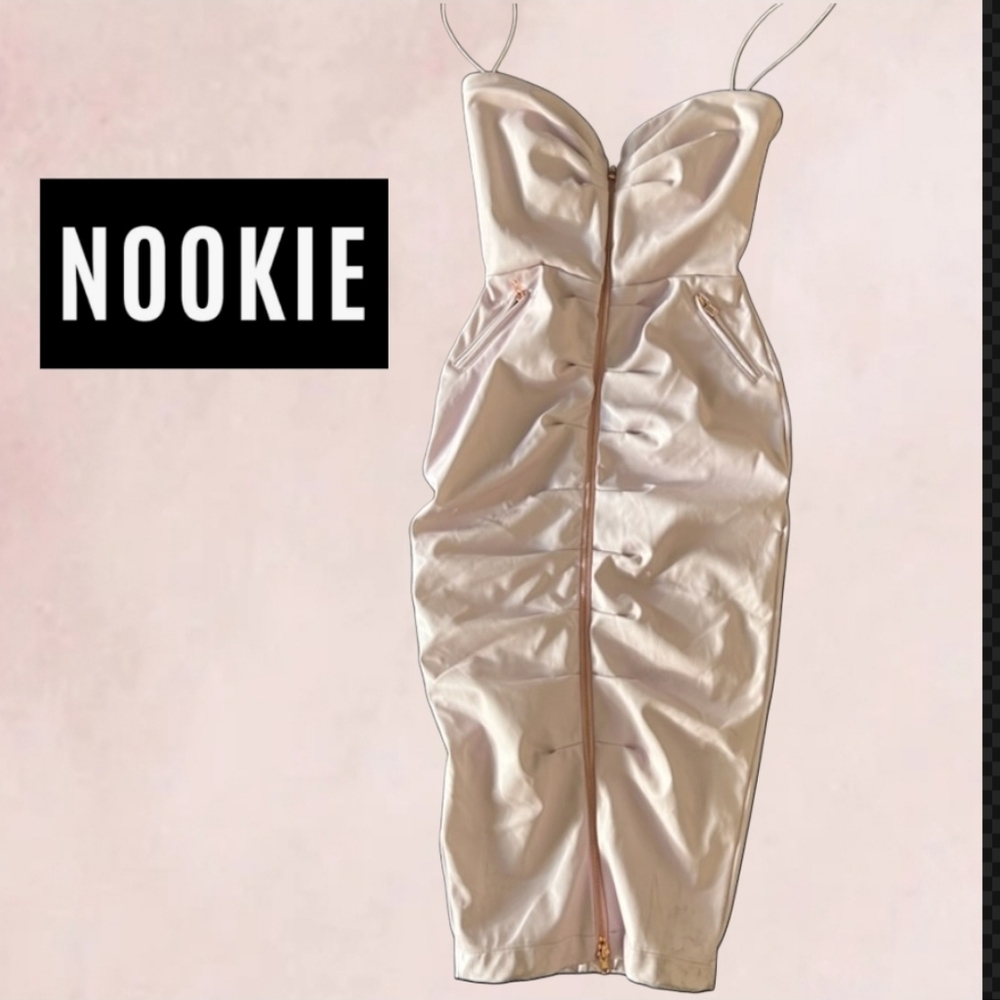 Nookie Faux Leather Dress in Soft Pink